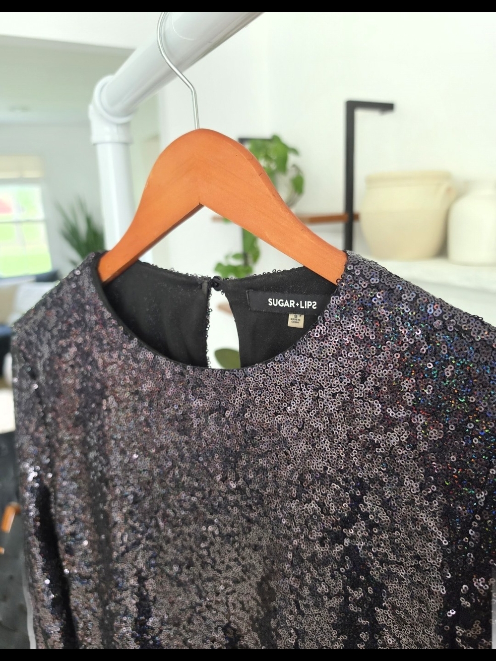 Sugar+Lips Black Sequin Top Retail $89